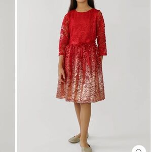 Blush by US Angels Foil Lace Dress